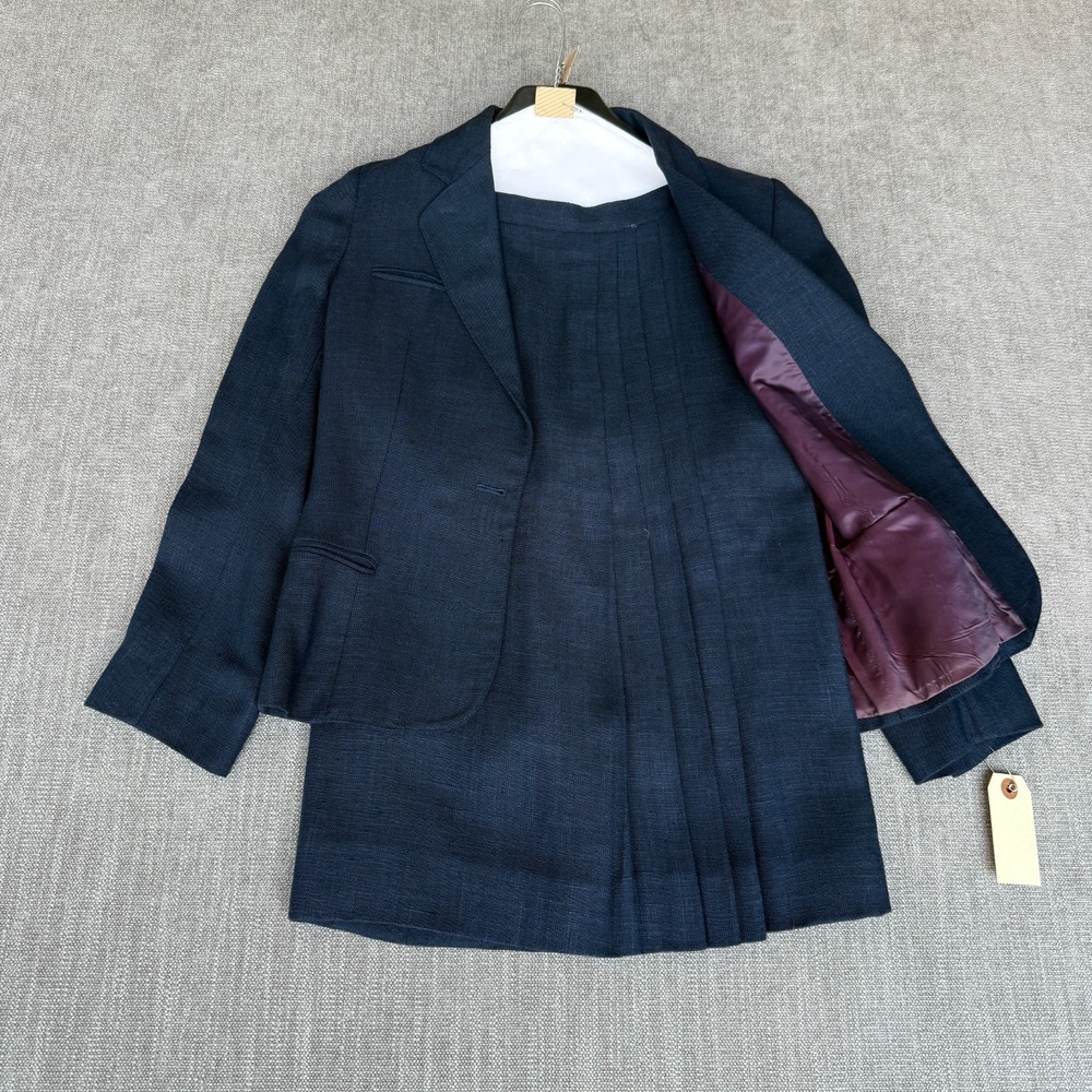 Vtg Peabody House Two-Piece Suit Set Blazer & Skirt Womens 0 Navy Professional